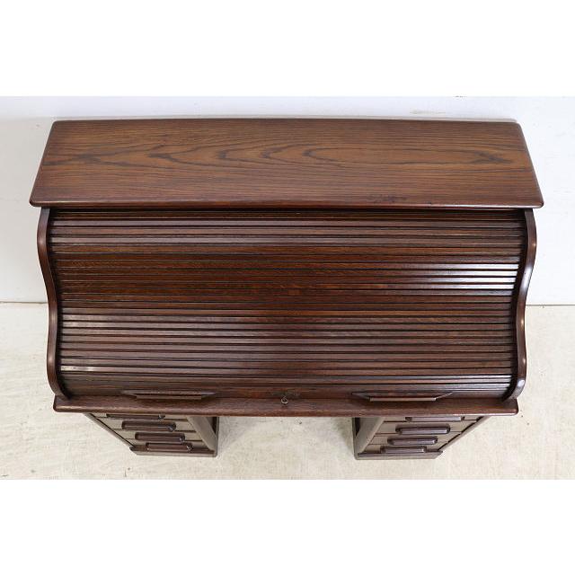 nd-10　1890年代イギリス製アンティーク　オーク　ビクトリアン　ロールトップデスク　ニーホールデスク　書斎机 |  | 06