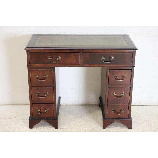 nd-14　1970年代 イギリス製 ビンテージ　マホガニー　ジョージアンスタイル　レザートップ　スモール　ニーホールデスク　机 |  | 01