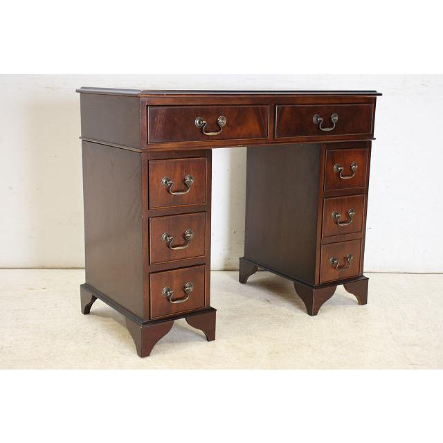 nd-14　1970年代 イギリス製 ビンテージ　マホガニー　ジョージアンスタイル　レザートップ　スモール　ニーホールデスク　机 |  | 18