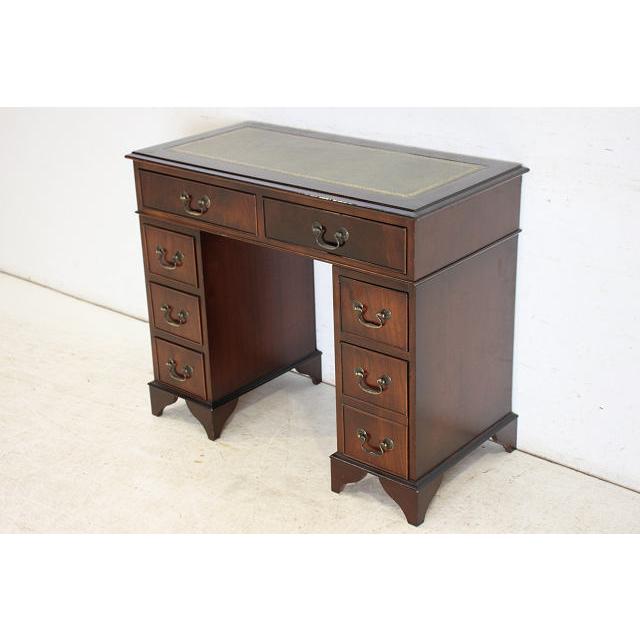 nd-14　1970年代 イギリス製 ビンテージ　マホガニー　ジョージアンスタイル　レザートップ　スモール　ニーホールデスク　机 |  | 02