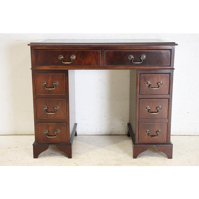 nd-14　1970年代 イギリス製 ビンテージ　マホガニー　ジョージアンスタイル　レザートップ　スモール　ニーホールデスク　机 |  | 03
