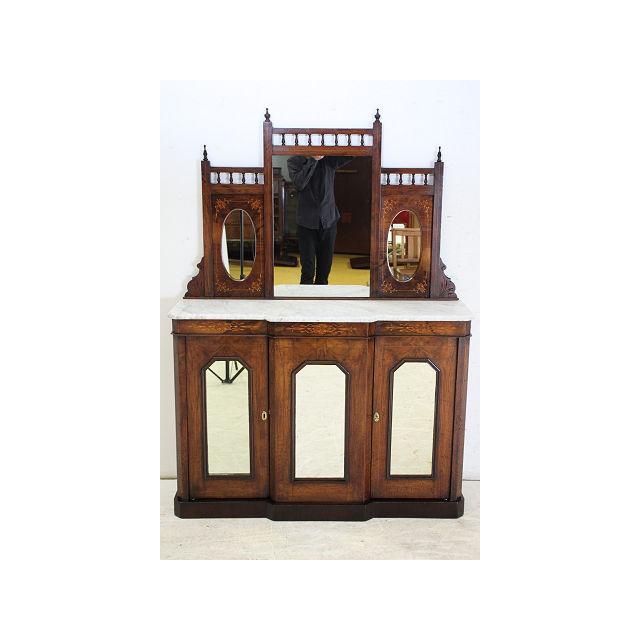 sb-14　1880年代イギリス製アンティーク　ビクトリアン　ローズウッド　マーブルトップ　大理石　ミラーバック　サイドボード |  | 01