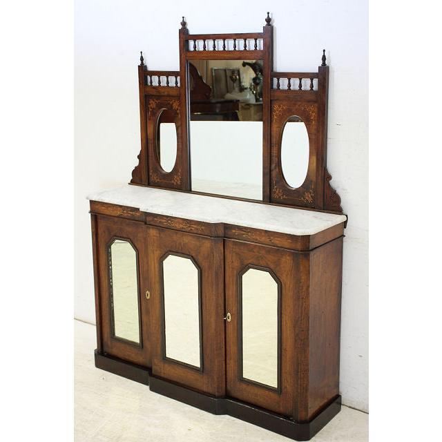 sb-14　1880年代イギリス製アンティーク　ビクトリアン　ローズウッド　マーブルトップ　大理石　ミラーバック　サイドボード |  | 02