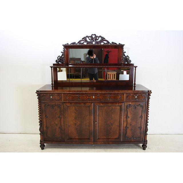 sb-2　1880年代イギリス製アンティーク　ビクトリアン　マホガニー&オーク　ミラーバック　サイドボード |  | 01