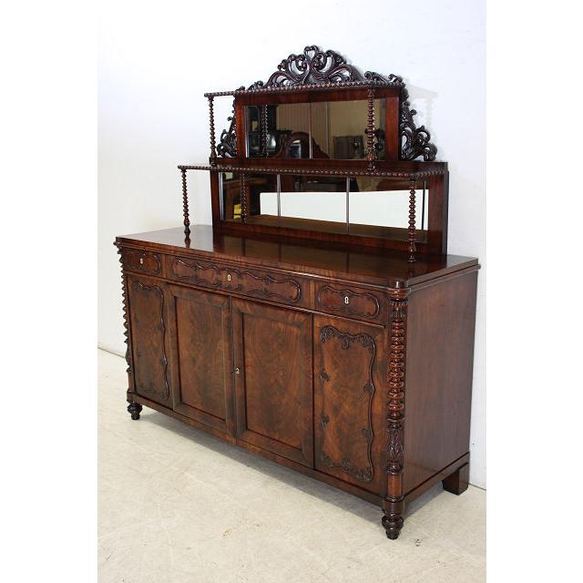 sb-2　1880年代イギリス製アンティーク　ビクトリアン　マホガニー&オーク　ミラーバック　サイドボード |  | 02