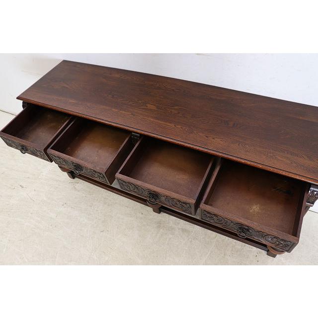 sb-6　1960年代イギリス製ビンテージ ビクトリアンスタイル オーク パイナップルレッグ サイドボード ローボード 大型 彫刻された バッフェ |  | 10