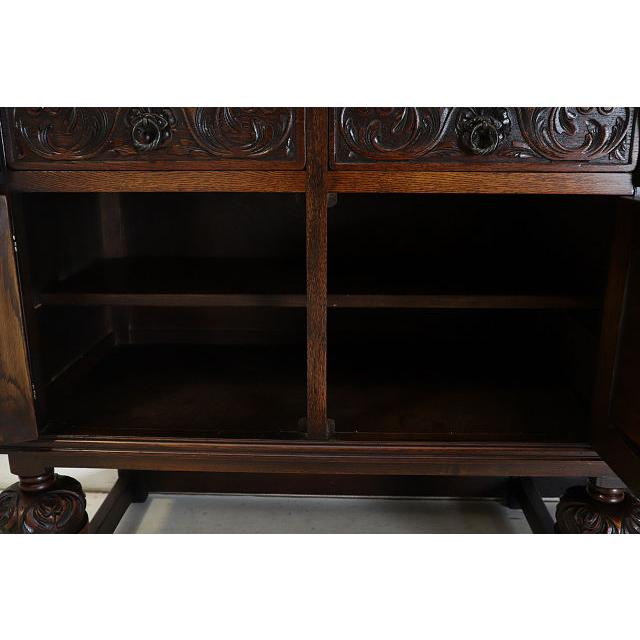 sb-6　1960年代イギリス製ビンテージ ビクトリアンスタイル オーク パイナップルレッグ サイドボード ローボード 大型 彫刻された バッフェ |  | 13