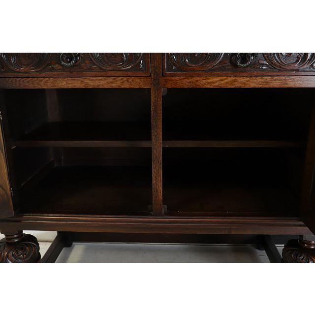 sb-6　1960年代イギリス製ビンテージ ビクトリアンスタイル オーク パイナップルレッグ サイドボード ローボード 大型 彫刻された バッフェ |  | 14