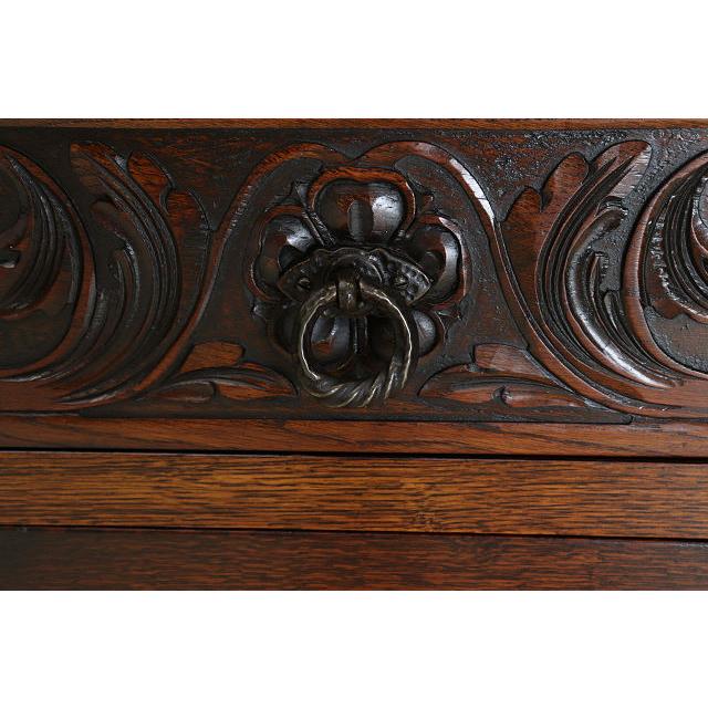 sb-6　1960年代イギリス製ビンテージ ビクトリアンスタイル オーク パイナップルレッグ サイドボード ローボード 大型 彫刻された バッフェ |  | 15