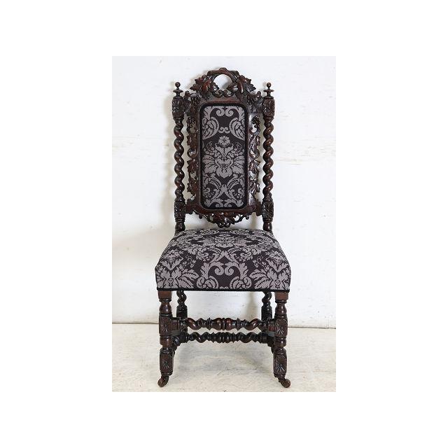 sc-4　1880年代イギリス製アンティーク ビクトリアン ウォルナット カーブド ホールチェア ハイバックチェア 彫刻された椅子 いす イス 送料無料 (B) | 