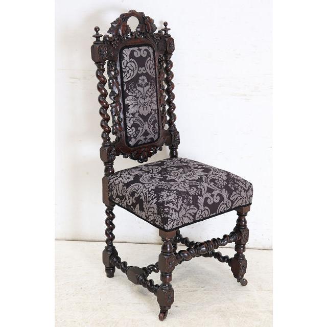 sc-4　1880年代イギリス製アンティーク ビクトリアン ウォルナット カーブド ホールチェア ハイバックチェア 彫刻された椅子 いす イス 送料無料 (B) |  | 18