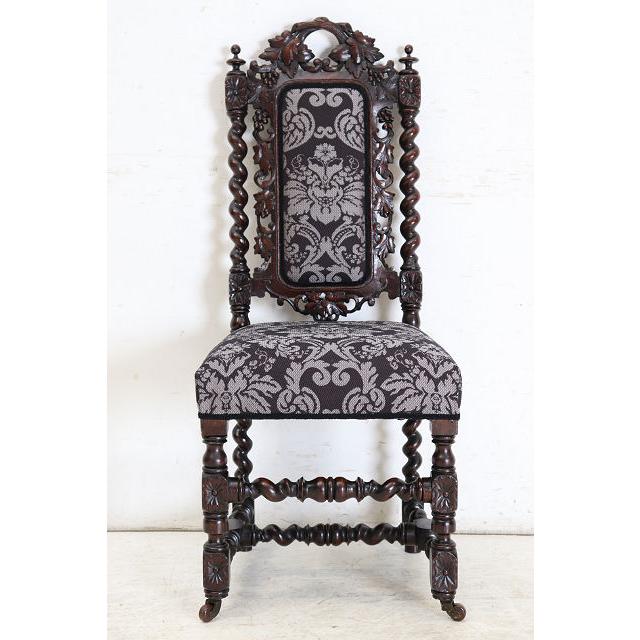 sc-4　1880年代イギリス製アンティーク ビクトリアン ウォルナット カーブド ホールチェア ハイバックチェア 彫刻された椅子 いす イス 送料無料 (B) |  | 05