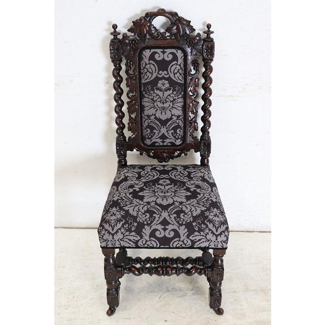 sc-4　1880年代イギリス製アンティーク ビクトリアン ウォルナット カーブド ホールチェア ハイバックチェア 彫刻された椅子 いす イス 送料無料 (B) |  | 06