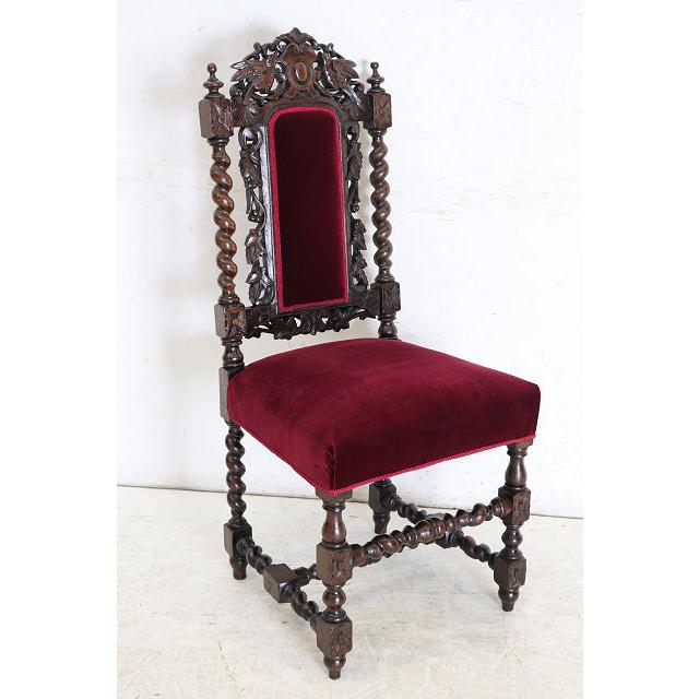 sc-5　1880年代イギリス製アンティーク ビクトリアン ウォルナット カーブド ホールチェア ハイバックチェア サイドチェア 彫刻 椅子 いす イス 送料無料 (D) |  | 17