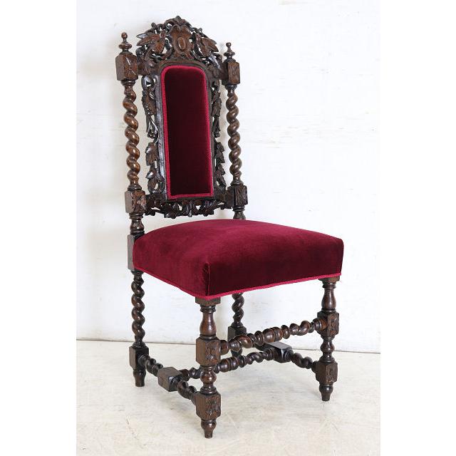 sc-5　1880年代イギリス製アンティーク ビクトリアン ウォルナット カーブド ホールチェア ハイバックチェア サイドチェア 彫刻 椅子 いす イス 送料無料 (D) |  | 18