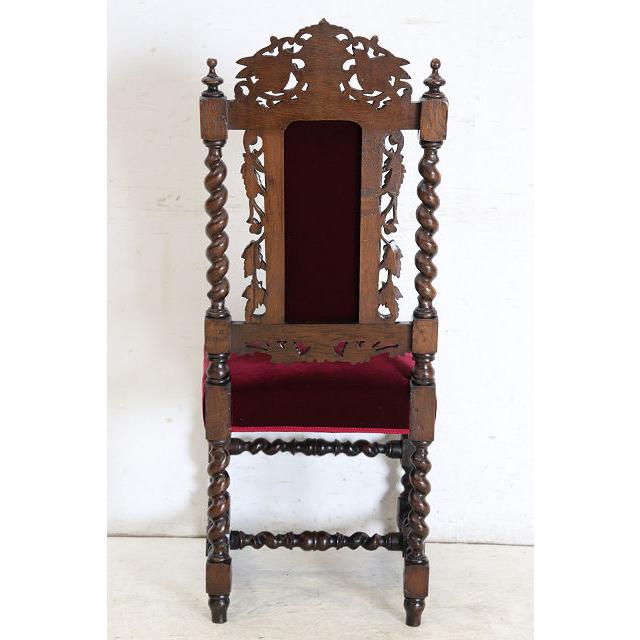 sc-5　1880年代イギリス製アンティーク ビクトリアン ウォルナット カーブド ホールチェア ハイバックチェア サイドチェア 彫刻 椅子 いす イス 送料無料 (D) |  | 20