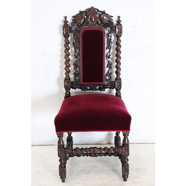 sc-5　1880年代イギリス製アンティーク ビクトリアン ウォルナット カーブド ホールチェア ハイバックチェア サイドチェア 彫刻 椅子 いす イス 送料無料 (D) |  | 03