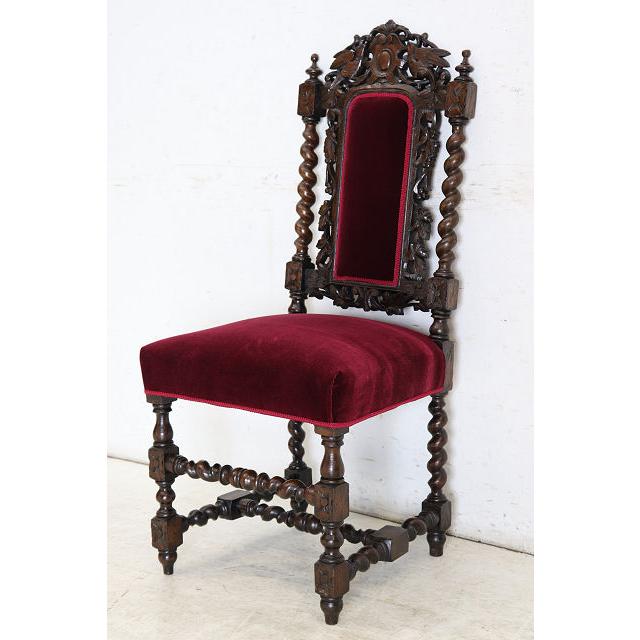 sc-5　1880年代イギリス製アンティーク ビクトリアン ウォルナット カーブド ホールチェア ハイバックチェア サイドチェア 彫刻 椅子 いす イス 送料無料 (D) |  | 04