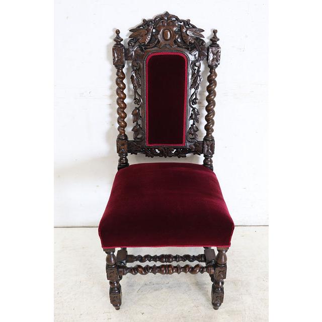 sc-5　1880年代イギリス製アンティーク ビクトリアン ウォルナット カーブド ホールチェア ハイバックチェア サイドチェア 彫刻 椅子 いす イス 送料無料 (D) |  | 06