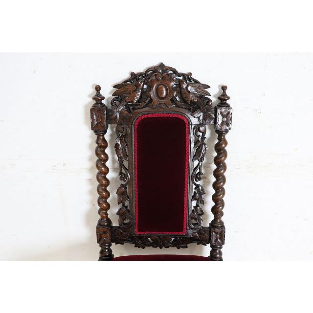 sc-5　1880年代イギリス製アンティーク ビクトリアン ウォルナット カーブド ホールチェア ハイバックチェア サイドチェア 彫刻 椅子 いす イス 送料無料 (D) |  | 07