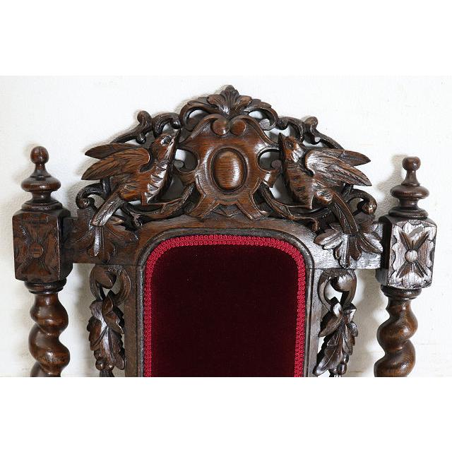 sc-5　1880年代イギリス製アンティーク ビクトリアン ウォルナット カーブド ホールチェア ハイバックチェア サイドチェア 彫刻 椅子 いす イス 送料無料 (D) |  | 09