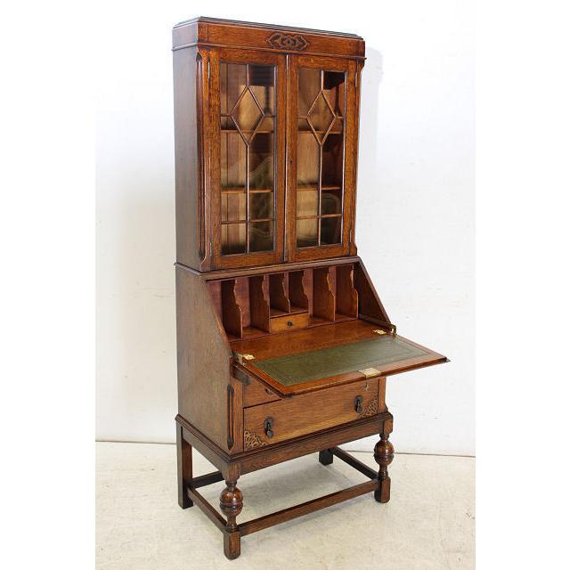 wd-12　1930年代 イギリス製 アンティーク　オーク　ビューローブックケース　本棚付き机　デスク |  | 18