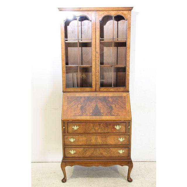 wd-19　1970年代 イギリス製 ビンテージ　ウォルナット　ビューローブックケース　ライティングビューロー　本棚付き机　デスク |  | 03