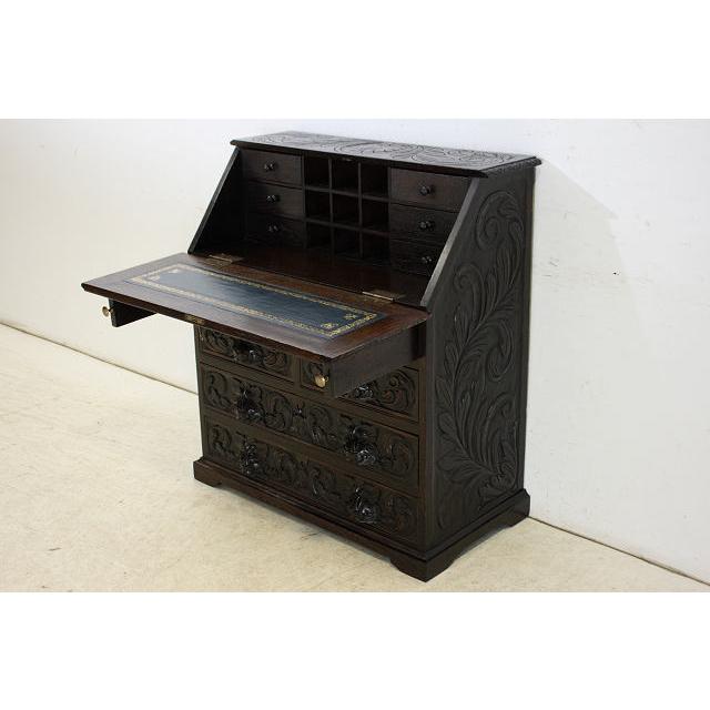 wd-9　1880年代 イギリス製 アンティーク　ビクトリアン　オーク　グリーンマン　ライティングビューロー　デスク |  | 05