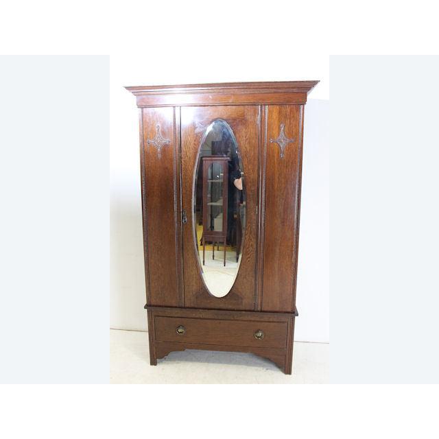 wr-11　1920年代イギリス製アンティーク オーク　ミラー付き　シングルドア　ワードローブ　洋服タンス | 