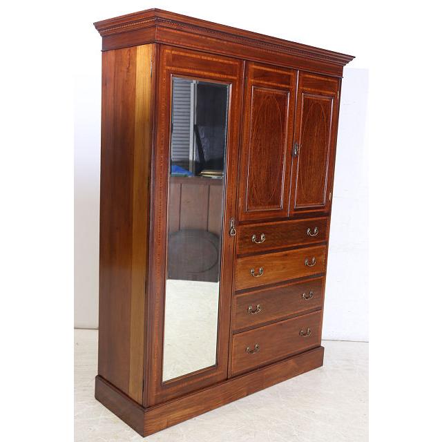 wr-1　1910年代イギリス製アンティーク　エドワーディアン　マホガニー　ミラー付き　インレイド　ワードローブ　衣装タンス　クローゼット |  | 18