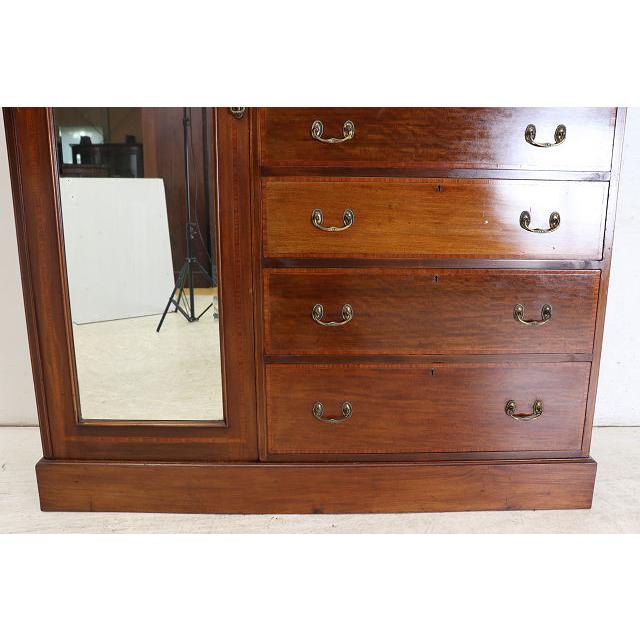 wr-1　1910年代イギリス製アンティーク　エドワーディアン　マホガニー　ミラー付き　インレイド　ワードローブ　衣装タンス　クローゼット |  | 05