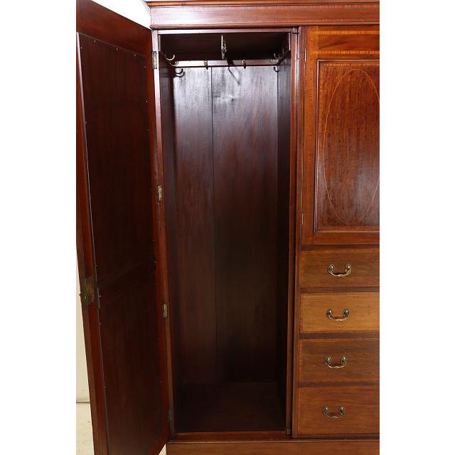 wr-1　1910年代イギリス製アンティーク　エドワーディアン　マホガニー　ミラー付き　インレイド　ワードローブ　衣装タンス　クローゼット |  | 08