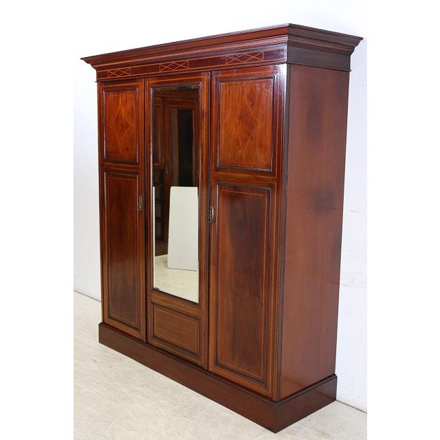 wr-3　1910年代イギリス製アンティーク　エドワーディアン　マホガニー　ミラー付き　インレイド　ワードローブ　衣装タンス　クローゼット |  | 02