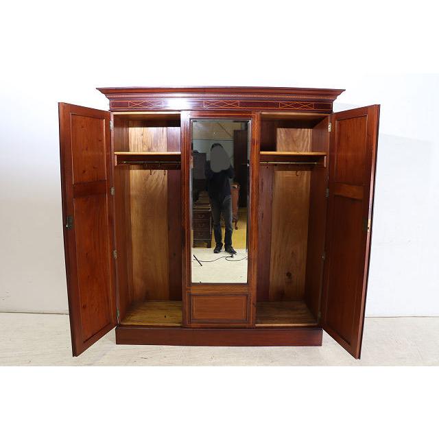 wr-3　1910年代イギリス製アンティーク　エドワーディアン　マホガニー　ミラー付き　インレイド　ワードローブ　衣装タンス　クローゼット |  | 06