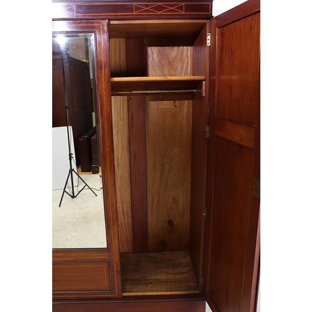 wr-3　1910年代イギリス製アンティーク　エドワーディアン　マホガニー　ミラー付き　インレイド　ワードローブ　衣装タンス　クローゼット |  | 07