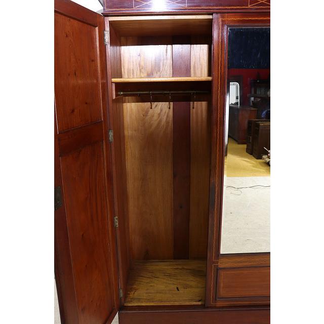 wr-3　1910年代イギリス製アンティーク　エドワーディアン　マホガニー　ミラー付き　インレイド　ワードローブ　衣装タンス　クローゼット |  | 08