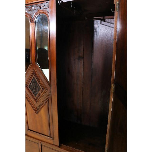 wr-4　1890年代イギリス製アンティーク　ビクトリアン　マホガニー　ミラー付き　2ドア　彫刻　ワードローブ　衣装タンス　クローゼット |  | 10
