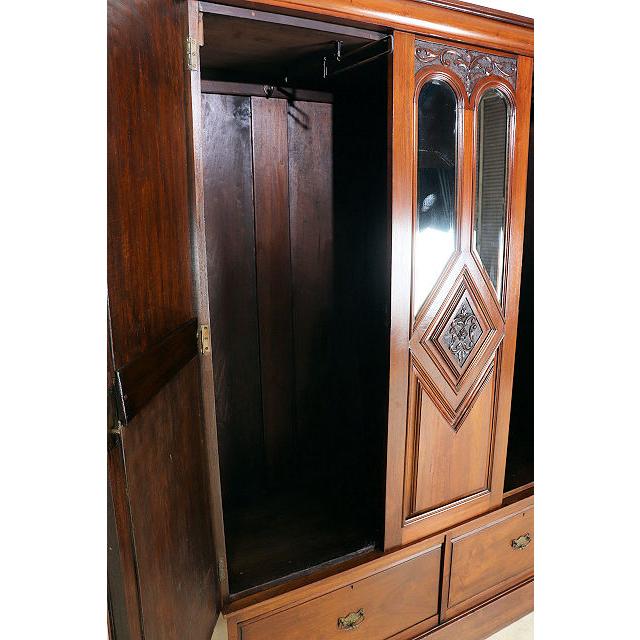 wr-4　1890年代イギリス製アンティーク　ビクトリアン　マホガニー　ミラー付き　2ドア　彫刻　ワードローブ　衣装タンス　クローゼット |  | 11