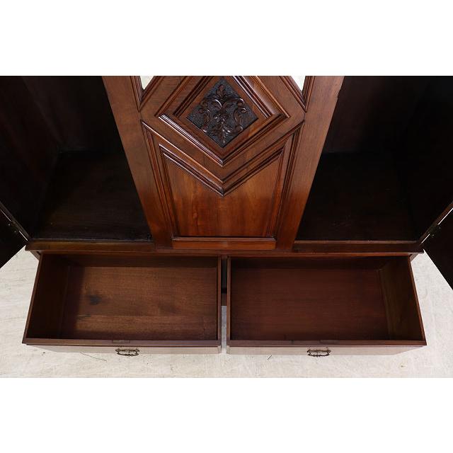 wr-4　1890年代イギリス製アンティーク　ビクトリアン　マホガニー　ミラー付き　2ドア　彫刻　ワードローブ　衣装タンス　クローゼット |  | 12