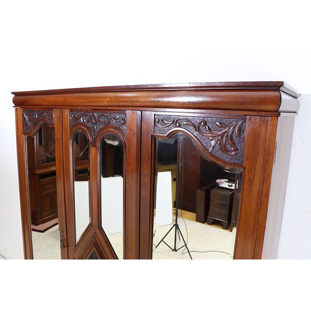 wr-4　1890年代イギリス製アンティーク　ビクトリアン　マホガニー　ミラー付き　2ドア　彫刻　ワードローブ　衣装タンス　クローゼット |  | 13