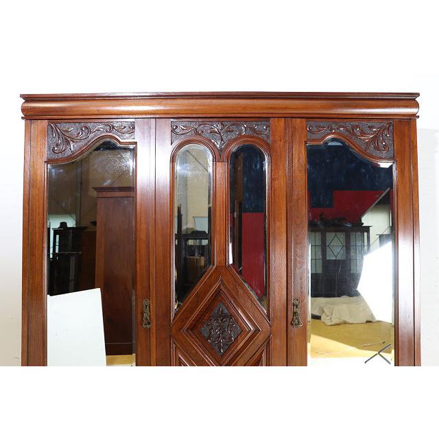 イギリスアンティークのマホガニー製ワードローブ wr-2 1890年代イギリス製アンティーク ビクトリアン マホガニー