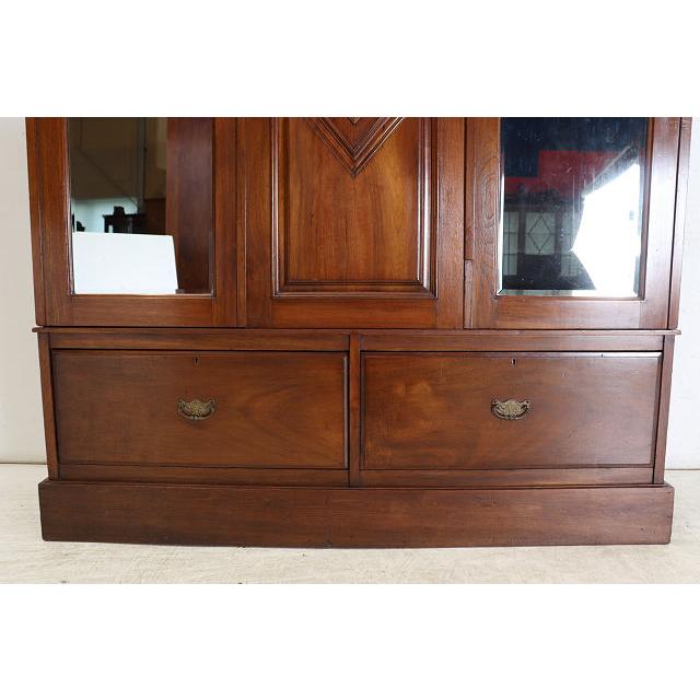 wr-4　1890年代イギリス製アンティーク　ビクトリアン　マホガニー　ミラー付き　2ドア　彫刻　ワードローブ　衣装タンス　クローゼット |  | 05