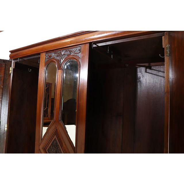 wr-4　1890年代イギリス製アンティーク　ビクトリアン　マホガニー　ミラー付き　2ドア　彫刻　ワードローブ　衣装タンス　クローゼット |  | 08