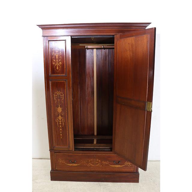 wr-5　1910年代イギリス製アンティーク エドワーディアン マホガニー ミラー付き 象嵌細工 ワードローブ 衣装タンス クローゼット 衣類収納 送料無料 |  | 12