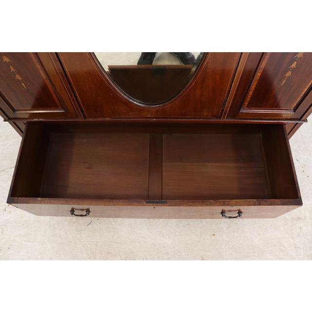 wr-5　1910年代イギリス製アンティーク エドワーディアン マホガニー ミラー付き 象嵌細工 ワードローブ 衣装タンス クローゼット 衣類収納 送料無料 |  | 15