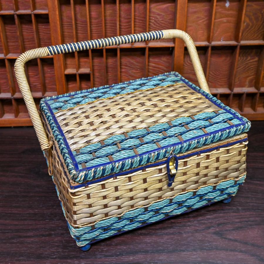 レア❗️フランスアンティーク　ソーイングバスケット.。.:*☆ フランス ブロカント アンティーク ソーイングボックス バスケット