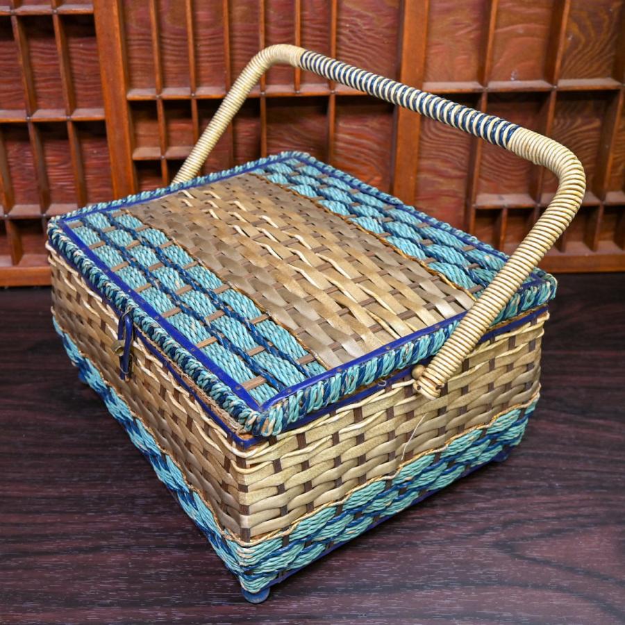 フランス ブロカント アンティーク ソーイングボックス バスケット