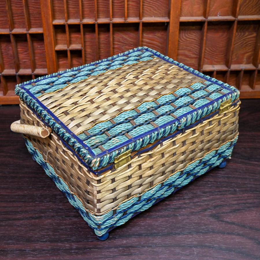 フランス ブロカント アンティーク ソーイングボックス バスケット