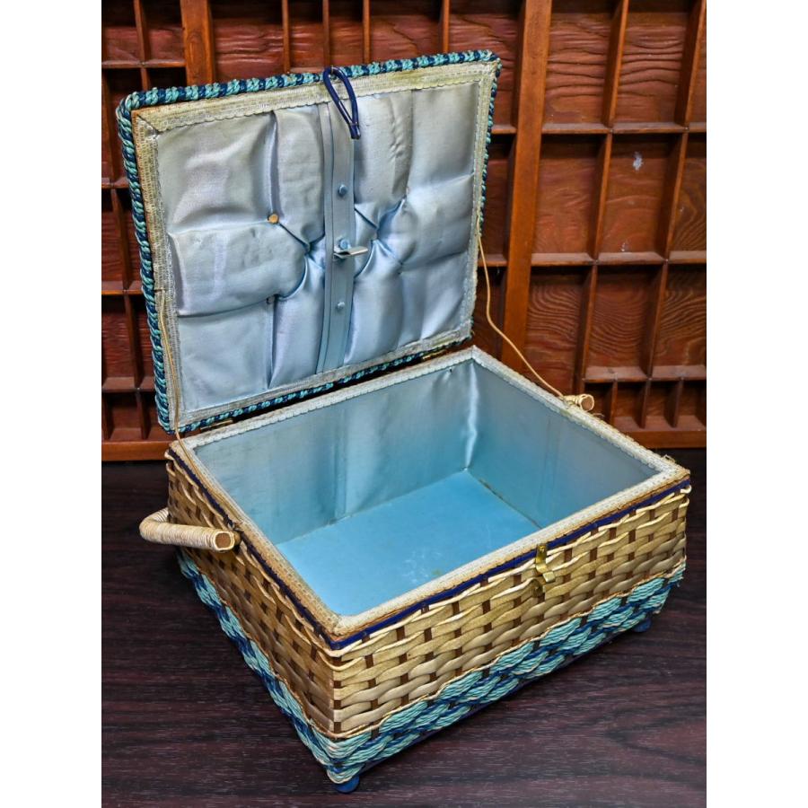 フランス ブロカント アンティーク ソーイングボックス バスケット