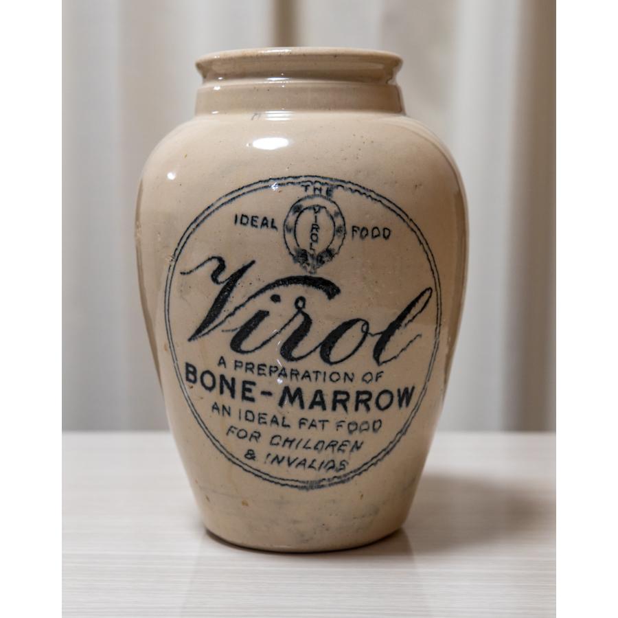 イギリスアンティーク Virol ヴィロール特大　30ｃｍ　陶器ポット 花瓶 VIROL ヴァイロール 陶器ボトル 特大サイズ 業務用 店舗用